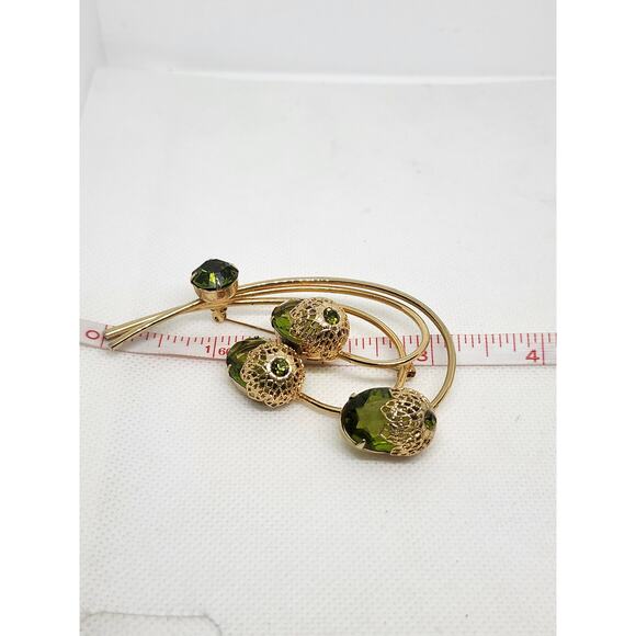 1970 Juliana D&E For Sarah Coventry Green Crystal Flower Touch of Elegance Pin - Picture 7 of 7